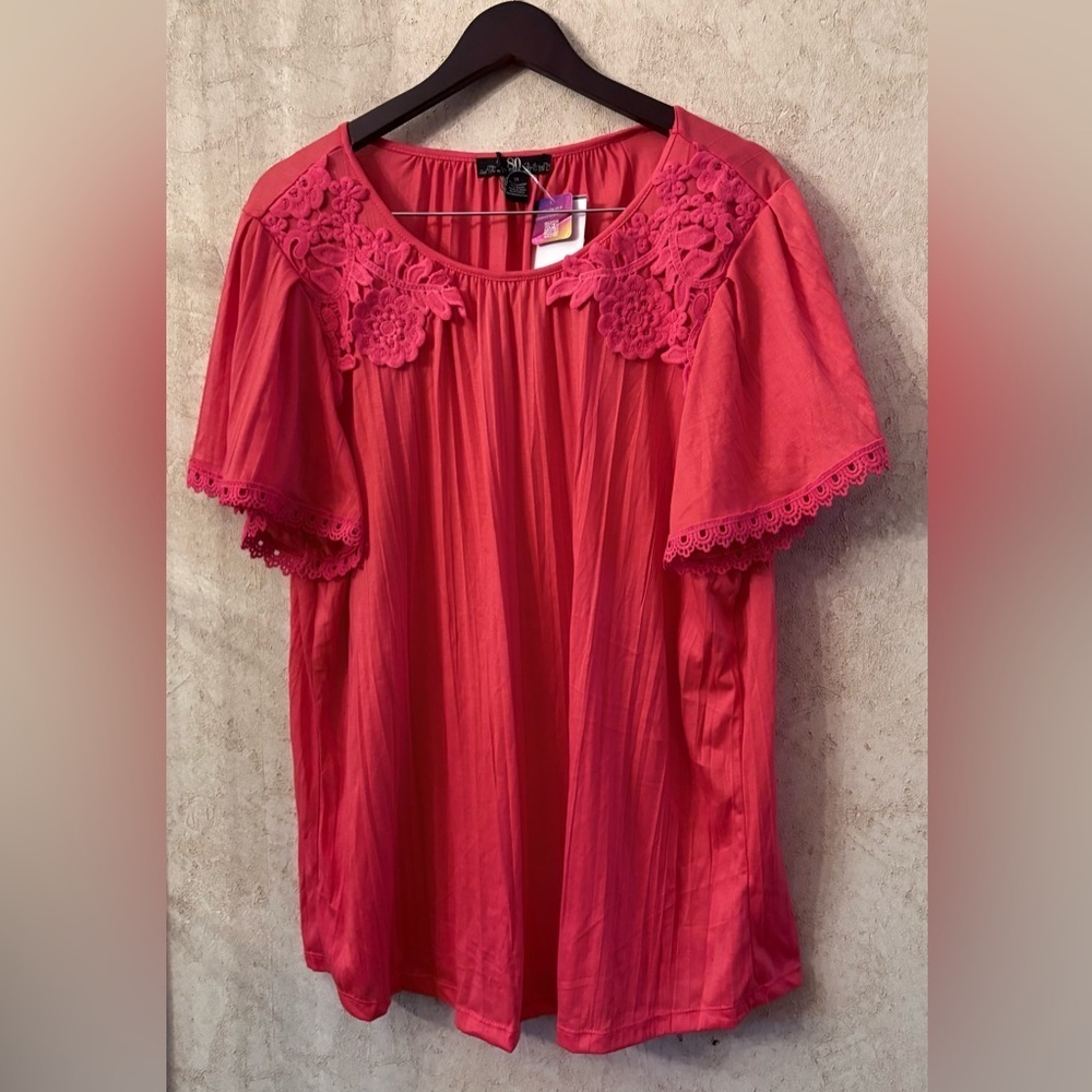 80 Park By Design Short Flounce Sleeve Scoop Neck